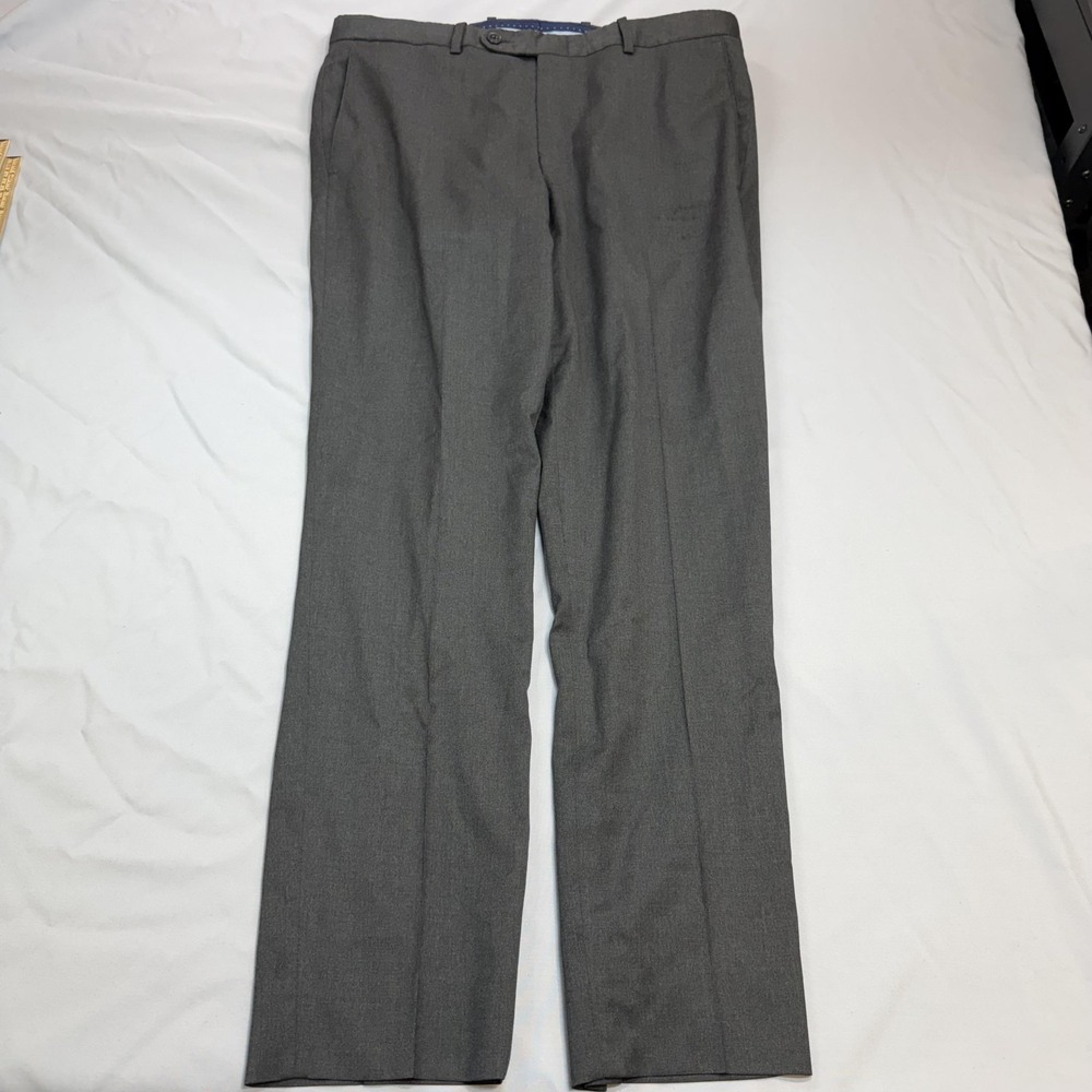 Peter Millar Dress Pants Mens 34x30 Gray Wool Flannel Stretch Classic Office
